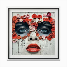 Woman With Flowers On Her Face Canvas Print