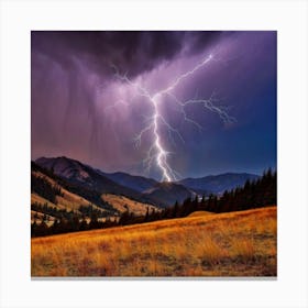 Impressive Lightning Strikes In A Strong Storm 18 Canvas Print