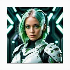 Futuristic Girl With Green Hair Canvas Print