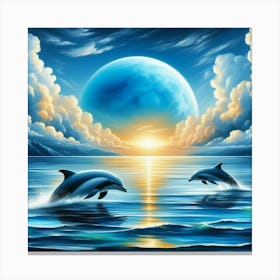 Dolphins In The Sea 2 Canvas Print