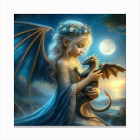 Little Girl With Dragon Canvas Print