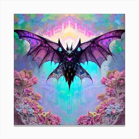 Bats And Flowers psychedelic Canvas Print