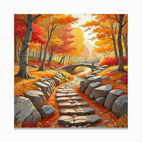 Whimsical Fall In Forest Road Art Print (5) Canvas Print