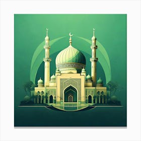 Firefly Mosque, Illustration, Wallpaper, Islamic, Logo, Architecture, Minaret, Dome, Prayer, Religio (8) Canvas Print