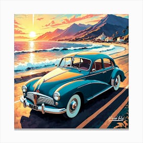 Vintage Car At Sunset ,car art print Canvas Print