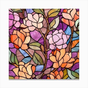 Stained Glass Background,Floral Stained Glass Digital Papers Canvas Print