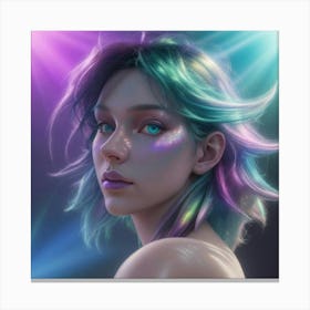 Girl With Colorful Hair 2 Canvas Print