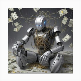 Robot With Money 1 Canvas Print