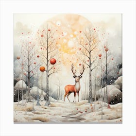 Frosty Serenity: Layered Christmas Deer Bliss Canvas Print