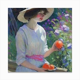 Girl With Oranges Canvas Print