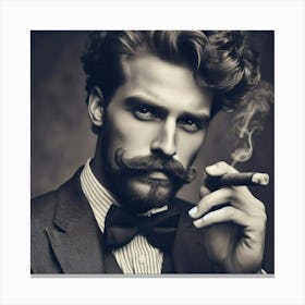 50s man Smoking A Cigar Canvas Print