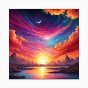 Sunset Over The Ocean 9 Canvas Print