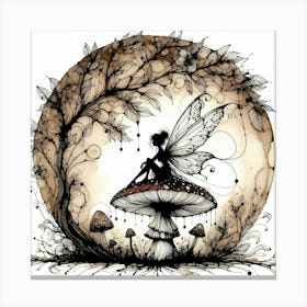 Fairy On A Mushroom 2 Canvas Print