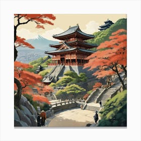 Kiyomizu Dera Temple Japan Vintage Travel Art Art Print 4 Canvas Print