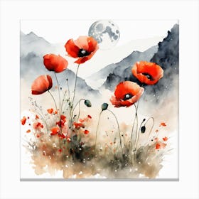 Poppy Landscape Painting (3) Canvas Print