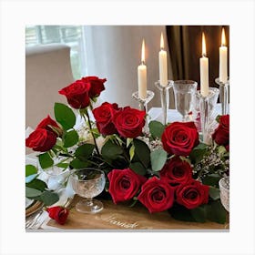 Valentine'S Day Table Setting 7 Canvas Print