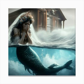 Mermaid Bride Grieving Canvas Print