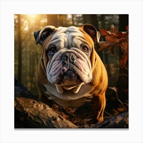 Bulldog In The Forest 2 Canvas Print