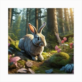 Bunny In Forest Ultra Hd Realistic Vivid Colors Highly Detailed Uhd Drawing Pen And Ink Perfe (5) Canvas Print