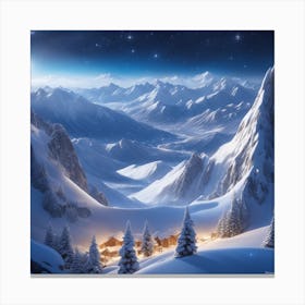 Winter Night In The Mountains Canvas Print