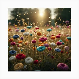 Crocheted Flowers Canvas Print