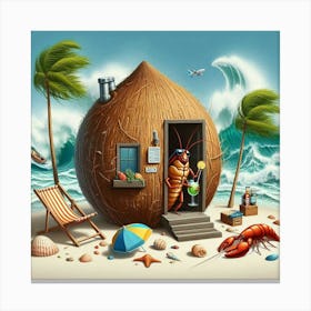 Coconut House On The Beach Canvas Print
