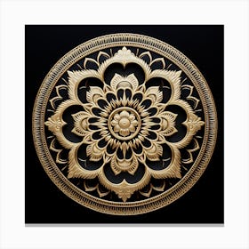 Golden Mandala On Black Background Canvas Print