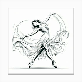 Line Art Latin Dancer Canvas Print