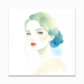 Watercolor Portrait Of A Woman 7 Canvas Print