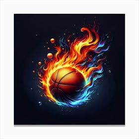 Basketball Ball In Fire Canvas Print