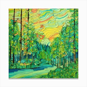 Sunset In The Forest 4 Canvas Print