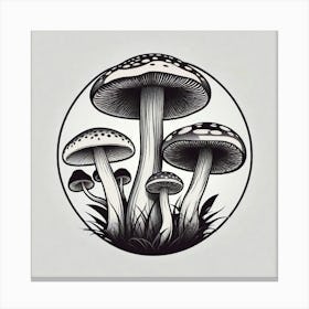 Mushrooms In A Circle 6 Canvas Print