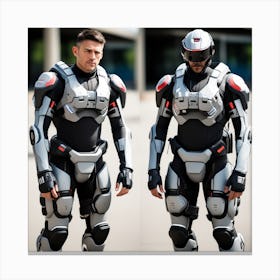 Two Men In Futuristic Suits 2 Canvas Print