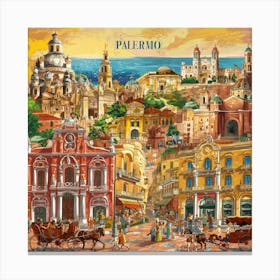 A Stunning Illustration Of The City Of Palermo Sho Fizp G5eqvy Pogcgdiltg Fpq05 2sgksumeakfkp A Canvas Print