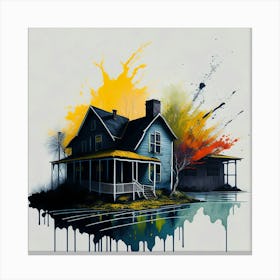 Colored House Ink Painting (125) Canvas Print