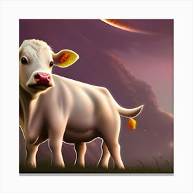 Cow In The Field Canvas Print