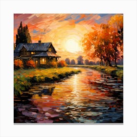 Impressionist Reverie: Symphony of Riverside Hues Canvas Print