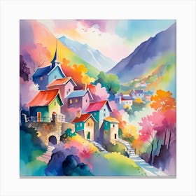 Colorful Village In The Mountains 1 Canvas Print