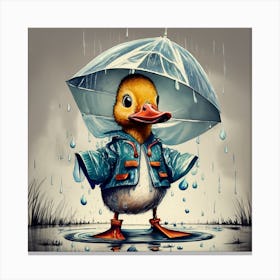 Duck In Rain Canvas Print