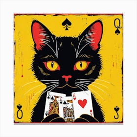 Black Cat Playing Cards 5 Canvas Print