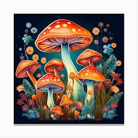 Mushrooms And Flowers 16 Canvas Print