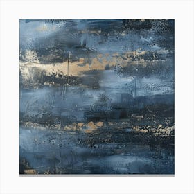 Blue And Gold Abstract Painting 15 Canvas Print