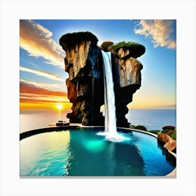 Waterfall At Sunset Canvas Print