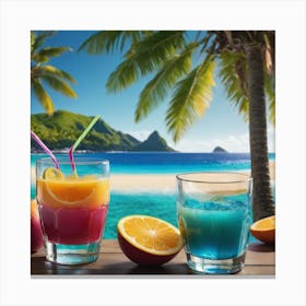 Tropical Drinks On The Beach 1 Canvas Print