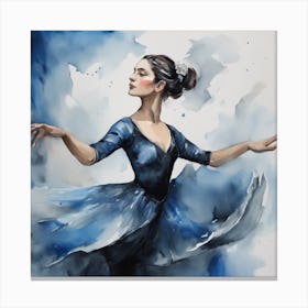 Ballerina In Blue Dress Canvas Print