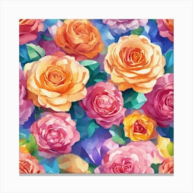 Colorful Roses Seamless Pattern Canvas Print