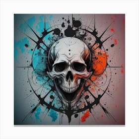 Skull With Splatters 1 Canvas Print
