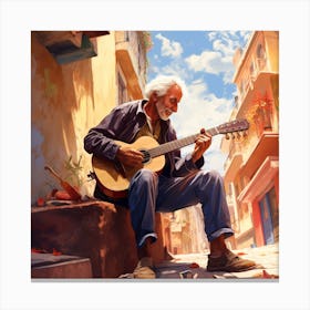 Old Man Playing Guitar 12 Canvas Print
