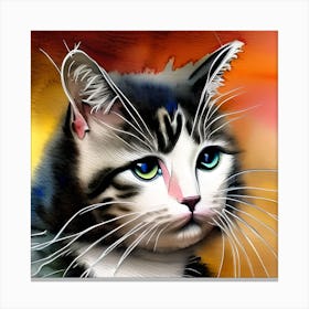 Watercolor Cat Canvas Print