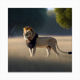 Lion In The Grass 2 Canvas Print